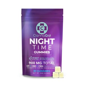 CannaAid D9/CBD/CBN Night Time Gummies 900MG – 30CT Blue Razz/Watermelon